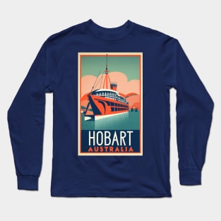 A Vintage Travel Art of Hobart - Australia Long Sleeve T-Shirt